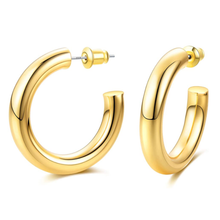 14K Gold Plated Small Chunky Hoop Earrings - Shop Canary Clothing