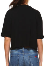 Black Cuff Sleeve Crop Top - SHOP CANARY CLOTHING
