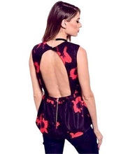 Red and Black Floral Print Cecilia Peplum Top - Shop Canary Clothing