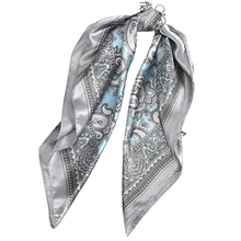 Grey and Blue Silk Headscarf Bandanas 23.6 Inches hair accessories