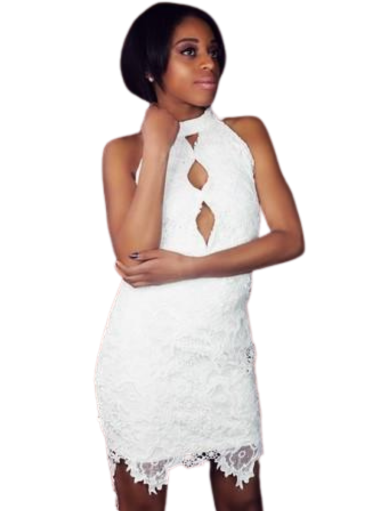 This lace dress envelops your body with a soft embrace. The crochet bodice and keyhole cutouts along center front reveal just enough skin to make you feel sexy, while the full lining keeps things modest. - Shop Canary Clothing