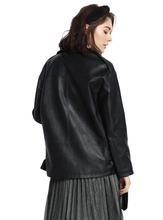 Rad Black Faux Leather Oversized Moto Biker Jacket with silver detailed zippers - Shop Canary Clothing