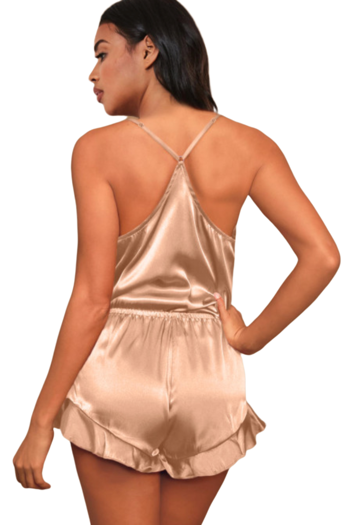 Peachy Satin Camisole Pajamas Set