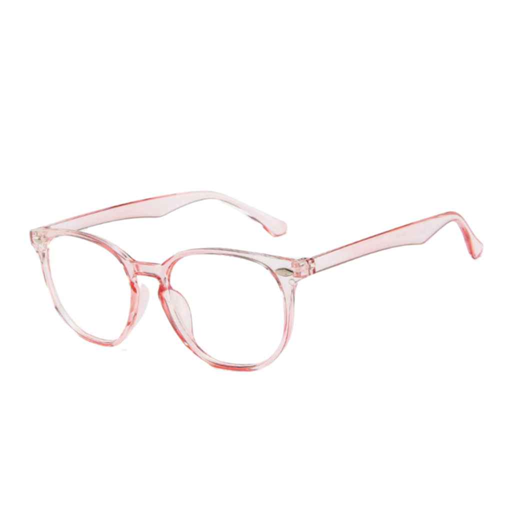 Transparent Anti Blue Light Glasses Blocking Filter Round Computer Glasses for Women. Super Light Frame Eyeglasses Pink and Gray Spectacles - Shop Canary Clothing