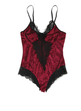 Red Velvet Lace Mesh Stitching Sexy Bodysuit Shop Canary Clothing