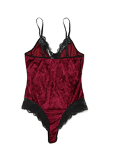 Red Velvet Lace Mesh Stitching Sexy Bodysuit Shop Canary Clothing