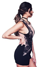 This sexy sleeveless romper features an illusion mesh detail on center front, eyelash lace accents on bodice and solid opaque shorts - Shop Canary Clothing