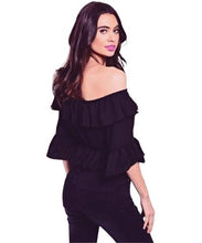 Lupita Off The Shoulders Ruffle Black Top - Shop Canary Clothing