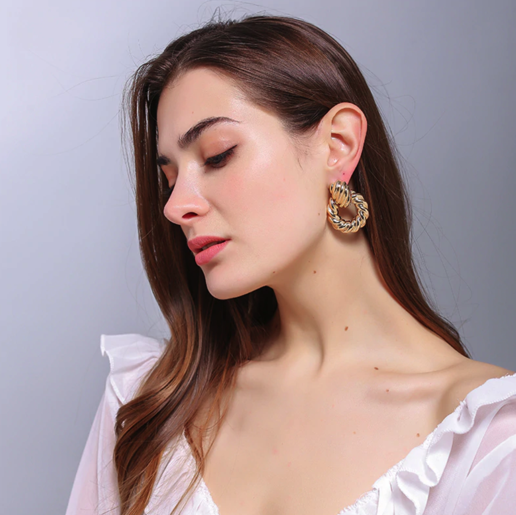 Gold Metal Drop Earrings Fine Jewelry Accessories Statement Hanging Dangle - Shop Canary Clothing