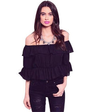 Lupita Off The Shoulders Ruffle Black Top - Shop Canary Clothing