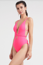 v-neck one piece backless Halter One-Piece  Hot Pink Neon Swimsuit  Shop Canary Clothing