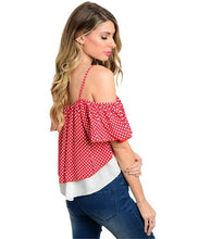 Red and White polka dot off the shoulders top - Shop Canary Clothing