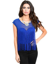 Flapper girl inspired sweetheart blue fringe bodysuit - Shop Canary Clothing