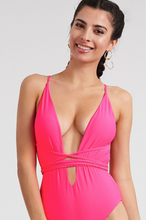 v-neck one piece backless Halter One-Piece  Hot Pink Neon Swimsuit  Shop Canary Clothing