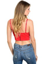 This adjustable strap red lace crop top features a scooped neckline and a cropped fit. - Shop Canary Clothing