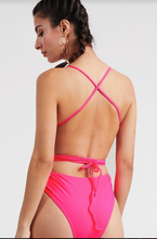 v-neck one piece backless Halter One-Piece  Hot Pink Neon Swimsuit  Shop Canary Clothing