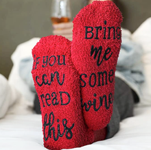  Red Cabernet Fuzzy "If You Can Read This Bring Me Wine" Socks Shop Canary Clothing