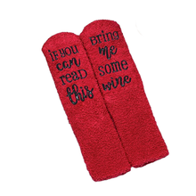  Red Cabernet Fuzzy "If You Can Read This Bring Me Wine" Socks Shop Canary Clothing
