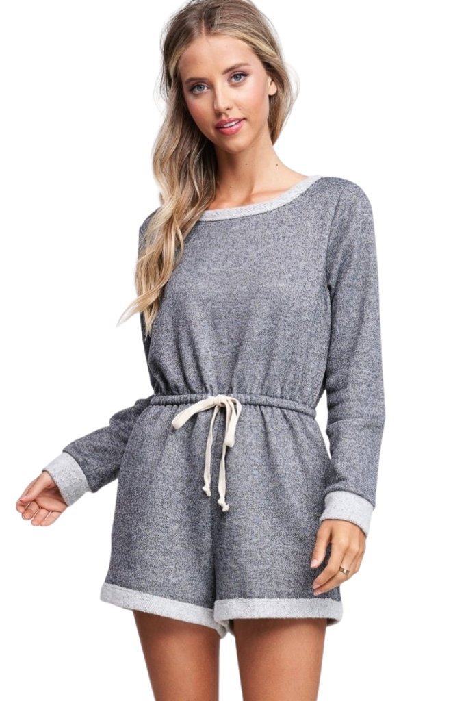 Charcoal Grey French Terry Romper - Shop Canary Clothing